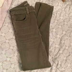 AE high rise jegging Olive colored denim